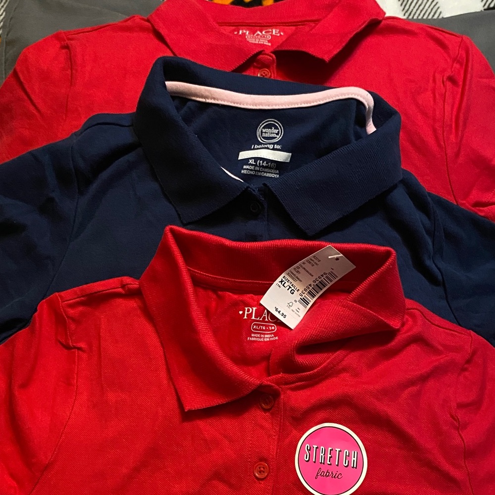The Children's Place Vibrant Red and Classic Navy Polos school uniform shirts